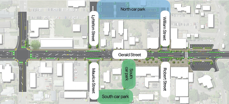 Map showing where the two car parks are located