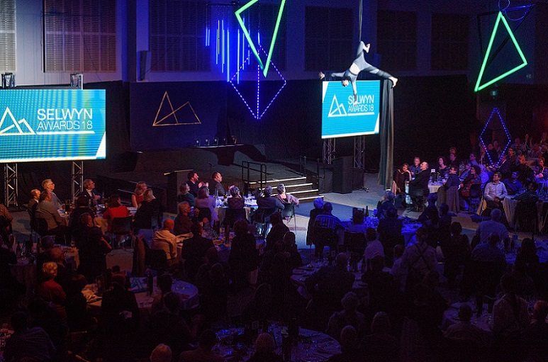 An acrobat performs at the Selwyn Awards 2018