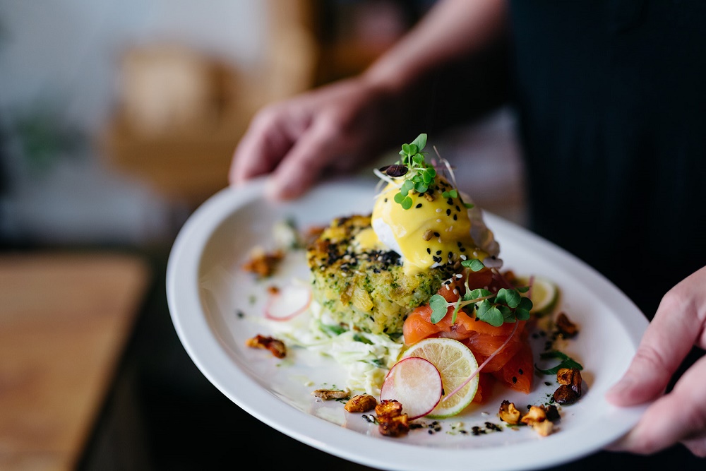 close up of a chef's table ready plate of salmon