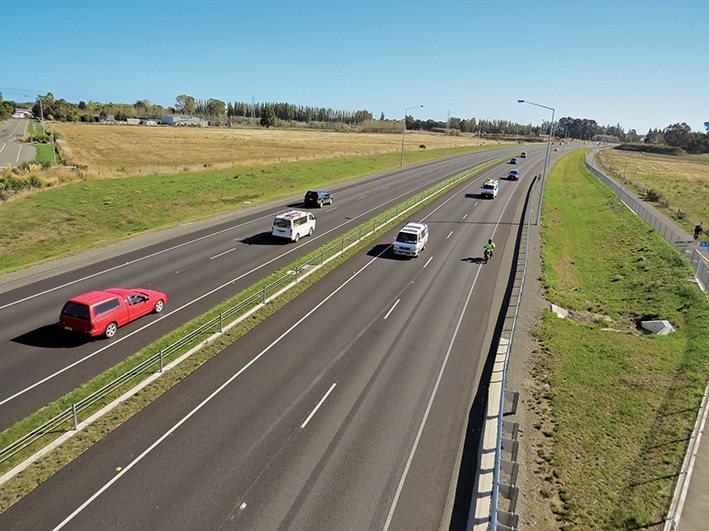 Aerial view of cars on a motorway