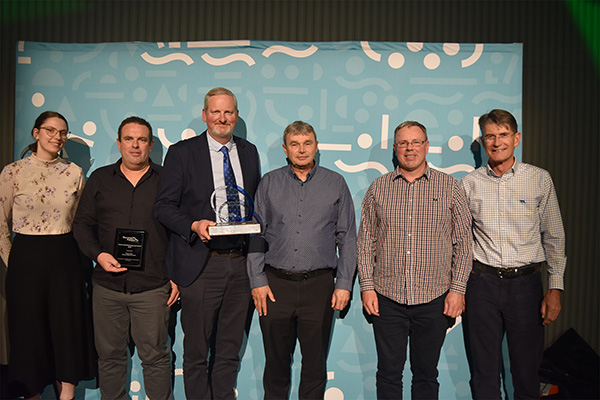 People accepting an award