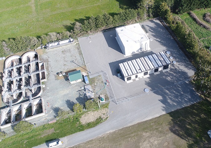 Aerial image of a water treatment plant