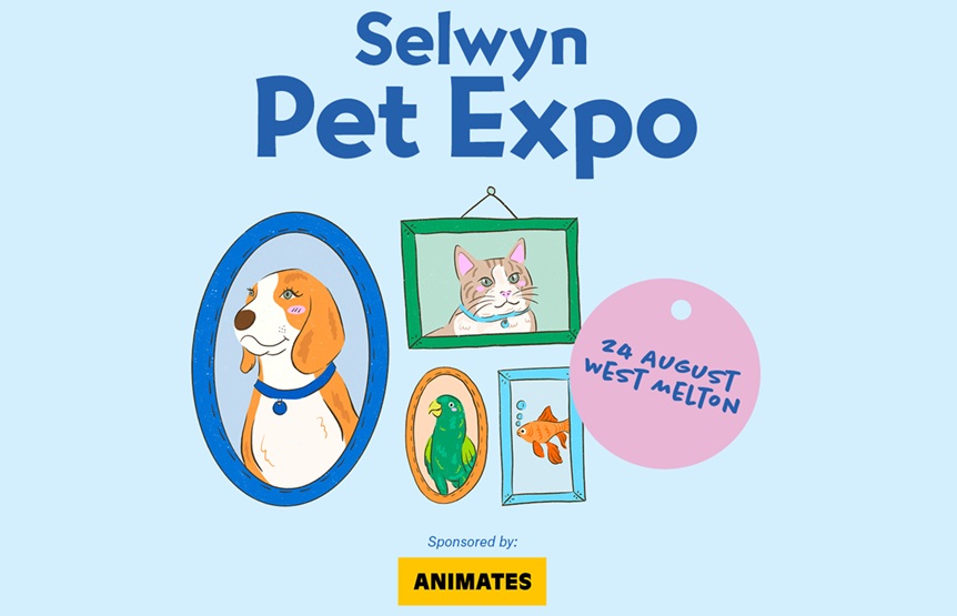 Graphic of various pet animals to advertise the Selywn Pet Expo