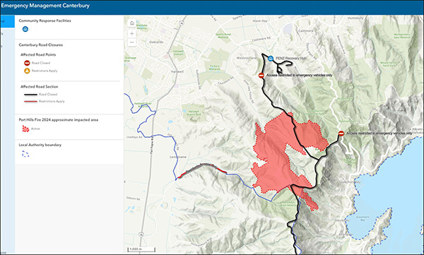 Map of fire perimeter and road closures