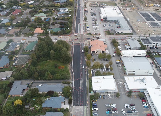 aerial image of the road works across the intersection