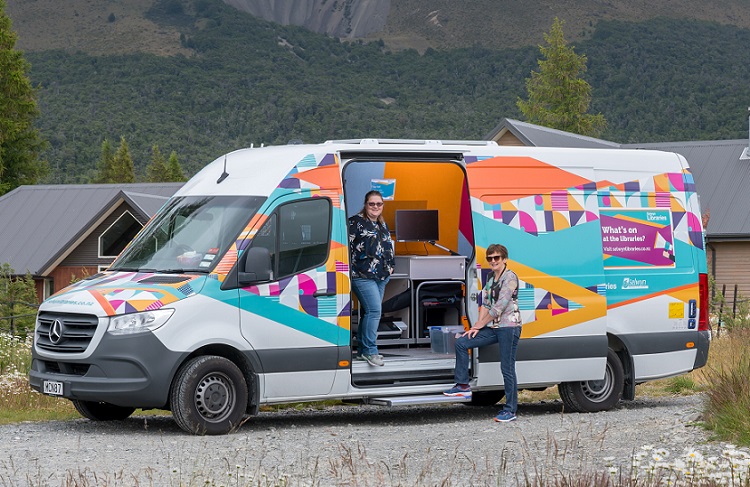 The mobile library parked in Arthur's Pass