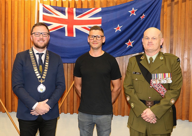 Alistair Kerr with Mayor Sam Broughton at the citizenship ceremony
