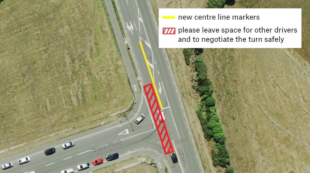 Aerial view of the intersection with information about the changes