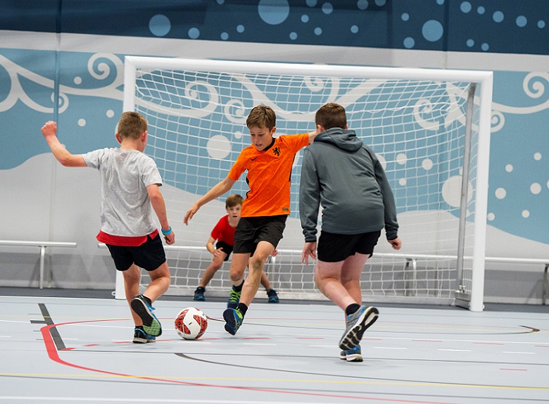Children playing indoor football at Selwyn Sports Centre