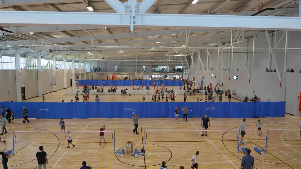 Hundreds of people using the John F Reid Courts at the opening of the Selwyn Sports Centre