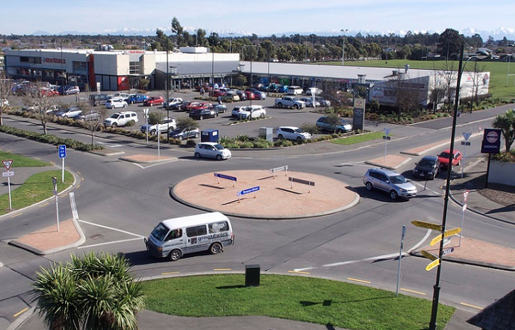 aerial image of the intersection of Tennyson Street and Rolleston Drive