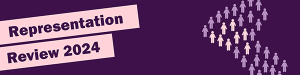 Several purple cartoon people in a group