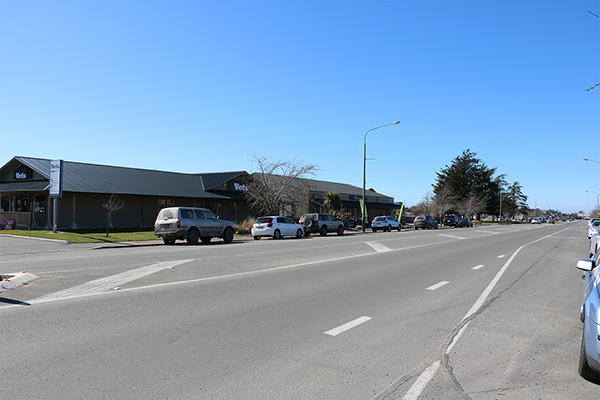 Cars parked on main street in Darfield