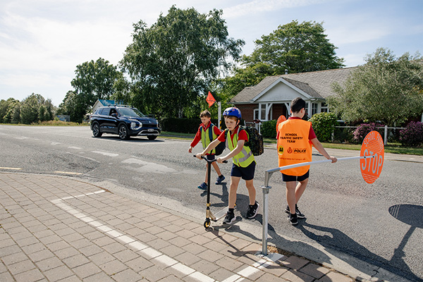 Children crossing the road