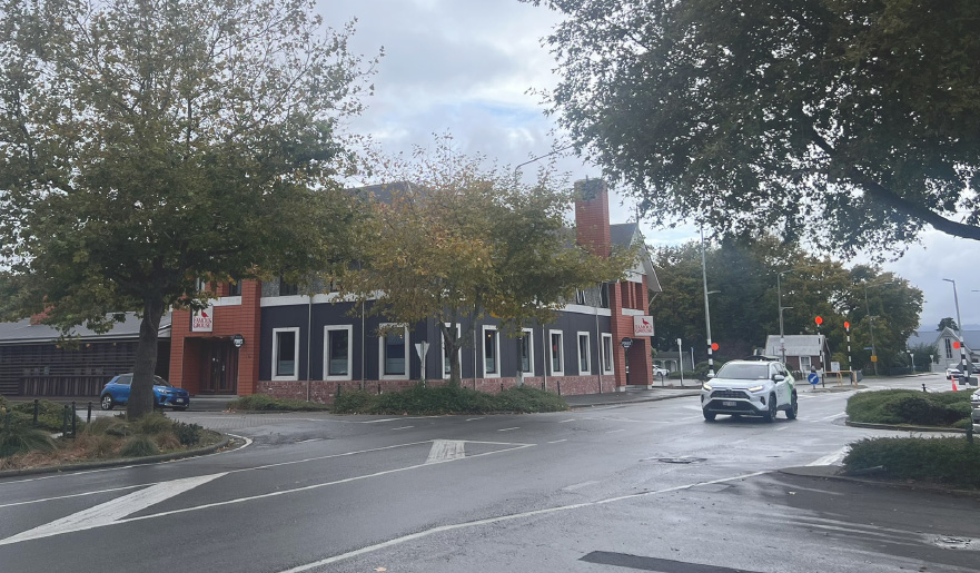 Gerald street with car driving along it in front of pub