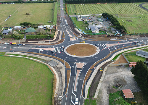road construction at a roundabout 