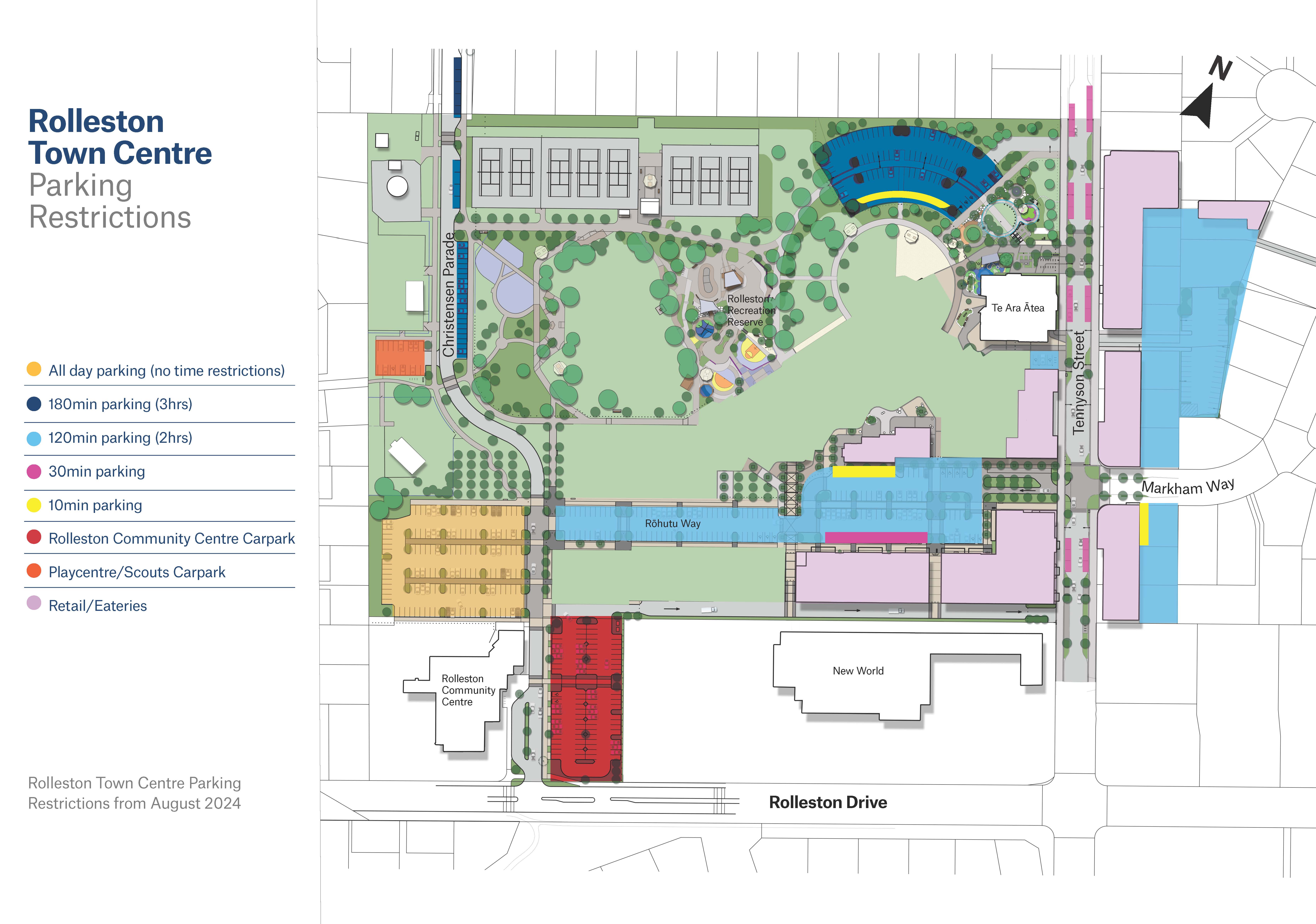 Map of parking at Rolleston Town Centre
