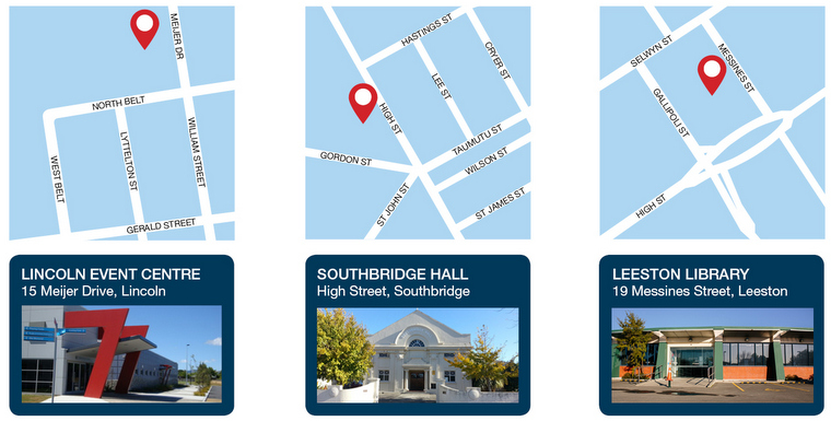 Maps showing locations of centres