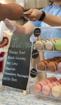 Macaroon stall at a market