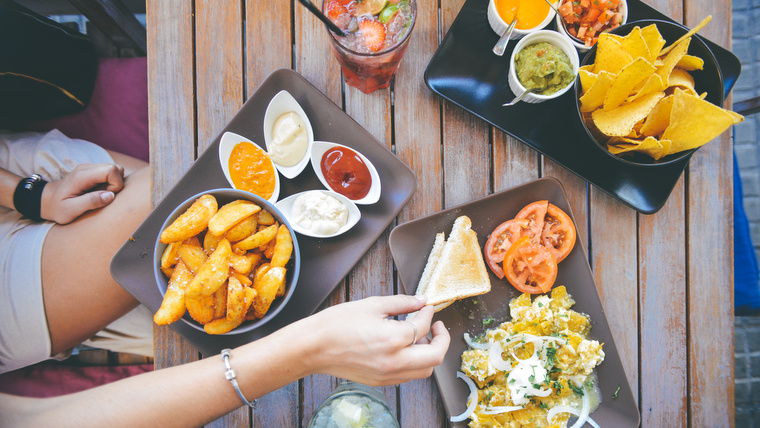 Food on a restaurant table